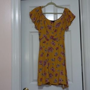 Blue Rain yellow floral ruffle dress